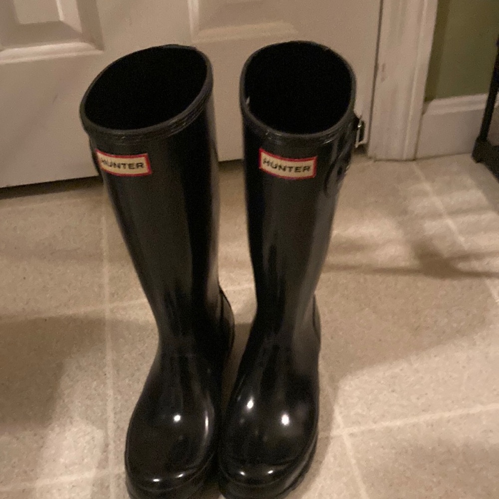 Hunter boots black with Hunter socks mint condition